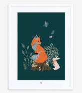 M. FOX - Affiche encadrée enfant - Renard et lapin